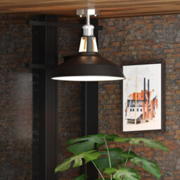 Industrial Semi Flush Mount Ceiling Light With Clear Metal Cone Shade Black Inner White For Kitchen Or Bedroom - thumbnail 3