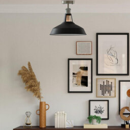 Industrial Semi Flush Mount Ceiling Light With Clear Metal Cone Shade Black Inner White For Kitchen Or Bedroom - thumbnail 5