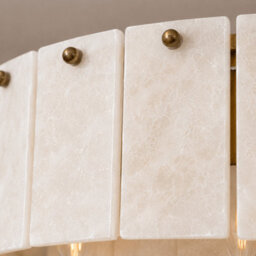 Brass bee Alabaster Ring Chandelier. Solid Brass Luxury Ceiling Light. Satin Brass - thumbnail 5