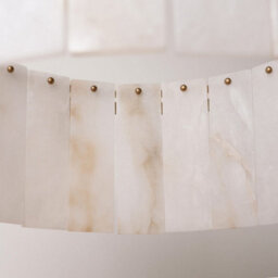Brass bee Alabaster Ring Chandelier. Solid Brass Luxury Ceiling Light. Satin Brass - thumbnail 3