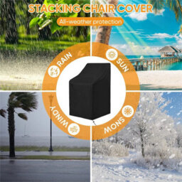 68 X 96 X 110/150 (H)Cm-Waterproof Stacking Chair Cover, Heavy Duty Outdoor Patio Furniture Protection - thumbnail 4
