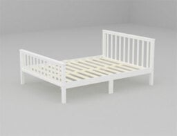 Furniturehmd 4Ft6 Wooden Double Bed White Solid Pine Wood Bed Frame With Headboard And Footboard For Adults,kids,teenager - thumbnail 4