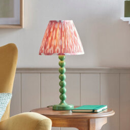 Luminosa Lighting Luminosa Higgledy Gloss Cotswold Green Table Lamp With Coral Pink Fabric Ikat Shade 25Cm E14 - thumbnail 2