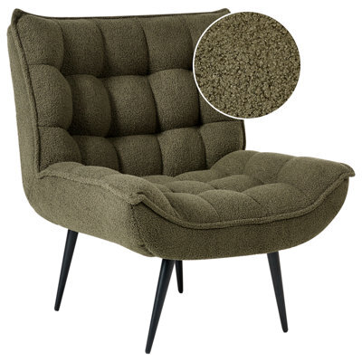 Beliani Armchair Alvesta Boucle Dark Green - image 1