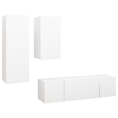 Berkfield Modern 4 Piece Tv Cabinet Set White Engineered Wood - image 1