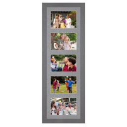 AK Frames 26X8 Dark Grey Modern Multi Photo Frame With Mid Grey Mount - Holds 5 Apertures (5X) 6X4 Photos - thumbnail 1