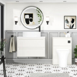 Royal Bathrooms Royal Bathroom Elmore 800mm Classic White Wall Mounted Bathroom Vanity Unit 2 Drawer Plain White Worktop With Peak Basin - thumbnail 5