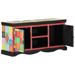 Berkfield Modern Tv Cabinet - Colorful, 100X35X50 Cm, Made From Solid Mango Wood - thumbnail 2