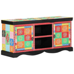 Berkfield Modern Tv Cabinet - Colorful, 100X35X50 Cm, Made From Solid Mango Wood - thumbnail 6