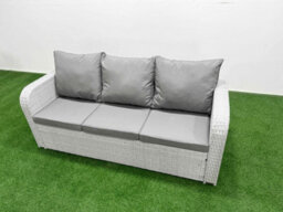 Fimous 7 Seater Garden Furniture Set Pe Ratten Garden Sofa Set With Rectangular Dining Table 2 Side Tables Light Grey - thumbnail 4