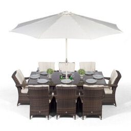 That's Furniture Arizona Rectangle 8 Seat Rattan Dining Set With Ice Bucket Drinks Cooler - Brown - thumbnail 1