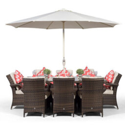That's Furniture Arizona Rectangle 8 Seat Rattan Dining Set With Ice Bucket Drinks Cooler - Brown - thumbnail 3