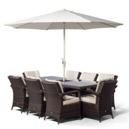 That's Furniture Arizona Rectangle 8 Seat Rattan Dining Set With Ice Bucket Drinks Cooler - Brown - thumbnail 5