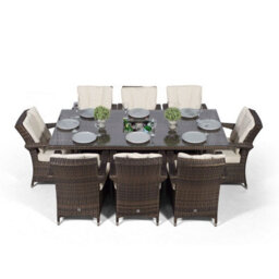 That's Furniture Arizona Rectangle 8 Seat Rattan Dining Set With Ice Bucket Drinks Cooler - Brown - thumbnail 4