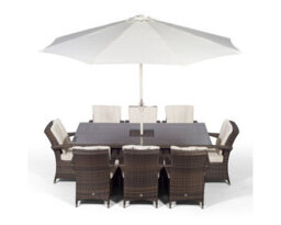 That's Furniture Arizona Rectangle 8 Seat Rattan Dining Set With Ice Bucket Drinks Cooler - Brown - thumbnail 7