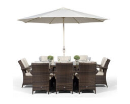 That's Furniture Arizona Rectangle 8 Seat Rattan Dining Set With Ice Bucket Drinks Cooler - Brown - thumbnail 6