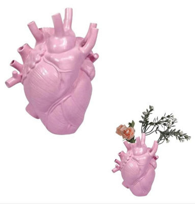 Amorly 1 Pack Pink Anatomical Heart Planter, Resin Heart Shaped Flower Pot, Creative Vase For Home Tabletop Decor, Gothic Art Ornament - image 1