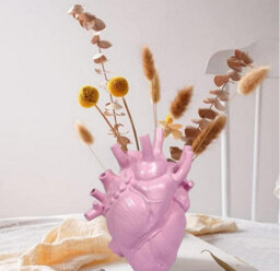 Amorly 1 Pack Pink Anatomical Heart Planter, Resin Heart Shaped Flower Pot, Creative Vase For Home Tabletop Decor, Gothic Art Ornament - thumbnail 2
