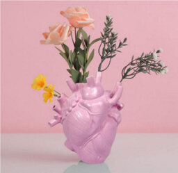 Amorly 1 Pack Pink Anatomical Heart Planter, Resin Heart Shaped Flower Pot, Creative Vase For Home Tabletop Decor, Gothic Art Ornament - thumbnail 3
