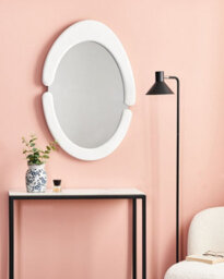 Beliani Wall Mirror Massay 53 Cm 90 Cm Velvet White - thumbnail 2