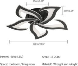 Pheashine Modern Led Ceiling Light, 60W Acrylic Ceiling Light, 6500K Cool White Light, Suitable For Living Rooms - thumbnail 4
