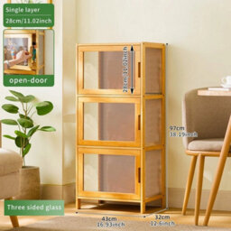 New 3-Tier Bamboo Bookcase Display Cabinet Toy Figure Model Shelf Organizer - thumbnail 2