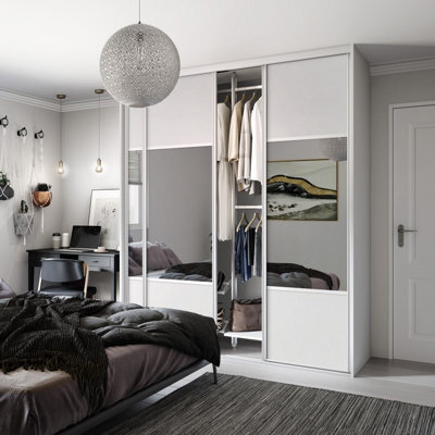 Spacepro Classic Mirrored Sliding Wardrobe Door (H)2220mm (W)610mm - image 1