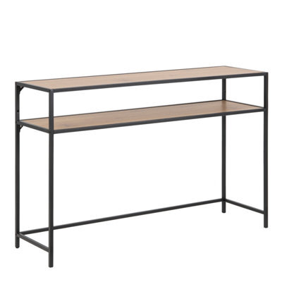 Furniture To Go Seaford Black Metal Console Table With Oak Top - image 1