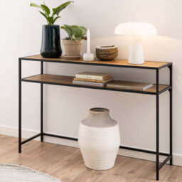 Furniture To Go Seaford Black Metal Console Table With Oak Top - thumbnail 5