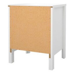 Wyld Haus Wildberry Matt White Bedside Table 2-Drawer Wooden Nightstand With Brown Leather Handles - thumbnail 6