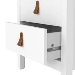 Wyld Haus Wildberry Matt White Bedside Table 2-Drawer Wooden Nightstand With Brown Leather Handles - thumbnail 9