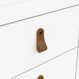 Wyld Haus Wildberry Matt White Bedside Table 2-Drawer Wooden Nightstand With Brown Leather Handles - thumbnail 8