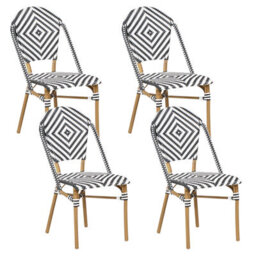 Beliani Garden Dining Set 4 Seater Rifreddo Pe Rattan Black/ White - thumbnail 4