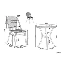 Beliani Garden Dining Set 4 Seater Rifreddo Pe Rattan Black/ White - thumbnail 3