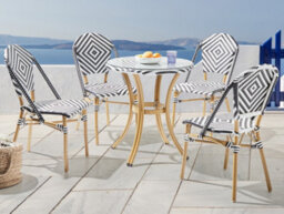Beliani Garden Dining Set 4 Seater Rifreddo Pe Rattan Black/ White - thumbnail 2