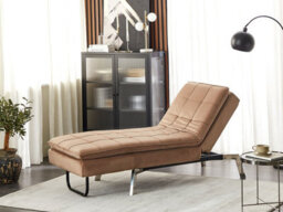 Beliani Chaise Longue Loiret Velvet Light Brown - thumbnail 2
