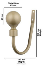 A.unique Home Pair Of Plain Round Ball Metal Holdbacks With Fittings - Matt Gold - thumbnail 4
