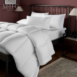 MHG Living Hypoallergenic 16.5 Tog Winter Duvet & Pillow Set - Extra Warm Striped Microfibre Bedding - Single - thumbnail 2