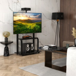 "Costway Mobile Tv Stand Adjustable Media Console Cart For 32""-80"" Flat/curved Tvs" - thumbnail 9