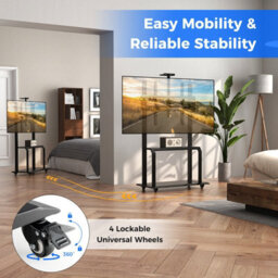 "Costway Mobile Tv Stand Adjustable Media Console Cart For 32""-80"" Flat/curved Tvs" - thumbnail 5
