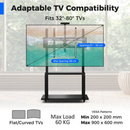 "Costway Mobile Tv Stand Adjustable Media Console Cart For 32""-80"" Flat/curved Tvs" - thumbnail 3