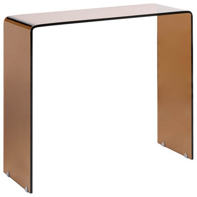 Beliani Console Table Kendall Tempered Glass Brown - image 1