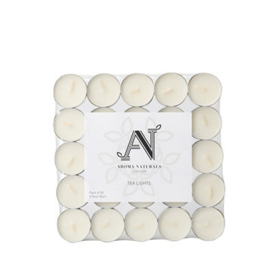 Aroma Naturals Unscented Tealights 50 Pack White Wax Candles 4H Burn Time - image 1