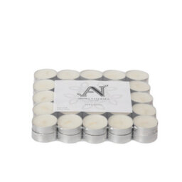 Aroma Naturals Unscented Tealights 50 Pack White Wax Candles 4H Burn Time - thumbnail 2