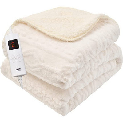 Glamhaus Heated Electric Throw Blanket - Luxurious & Soft Design - 9 Temperature Settings & 9-Hour Timer White - image 1