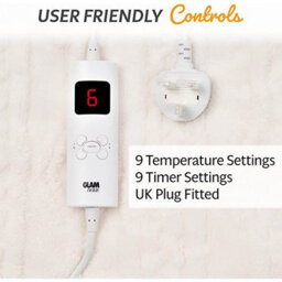 Glamhaus Heated Electric Throw Blanket - Luxurious & Soft Design - 9 Temperature Settings & 9-Hour Timer White - thumbnail 4
