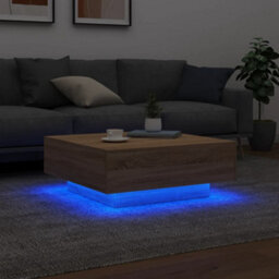 Berkfield Coffee Table With Led Lights Sonoma Oak 80X80X31 Cm - thumbnail 4