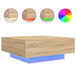 Berkfield Coffee Table With Led Lights Sonoma Oak 80X80X31 Cm - thumbnail 2