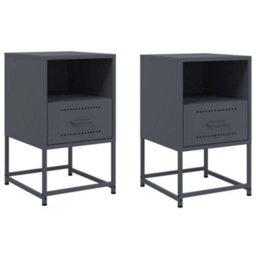 Berkfield Bedside Cabinets 2 Pcs Anthracite 36X39X60.5 Cm Steel - thumbnail 2