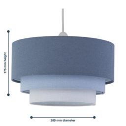First Choice Lighting Gabi Blue Ombre Linen 3 Tier Ceiling Light Shade - thumbnail 6